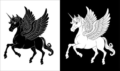 Unicorn Pegasus Wings Horn Horse Animal Cartoon