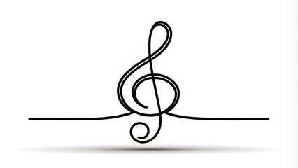 Minimalistic black outline illustration of a music note with a bold, curved stem and hollow body on a white background, symbolizing harmony and creativity.