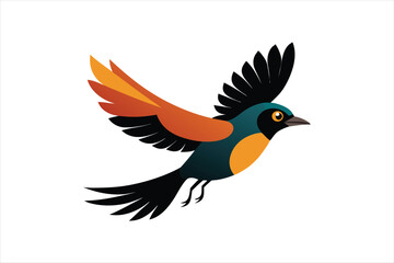 Flying Bulbul bird vector artwork illustration 