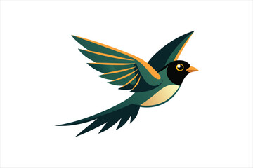 Flying Bulbul bird vector artwork illustration 