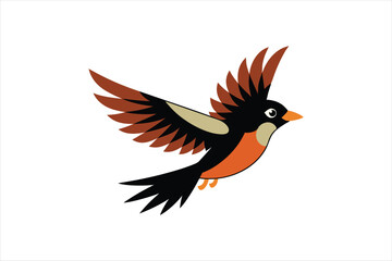 Flying Bulbul bird vector artwork illustration 