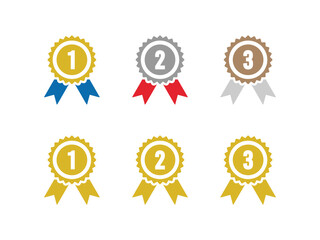 medals stamp with ribbons isolated on white background