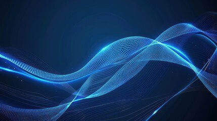 Abstract Blue Wave with Glowing Particles