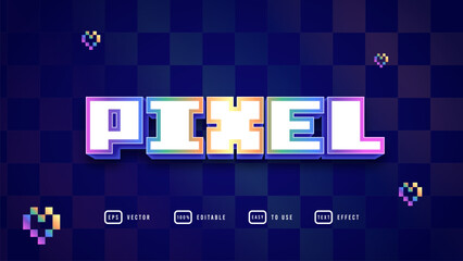 Colorful Pixel Editable Text Effect with Dark Blue Background