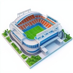 3D Render of a sprawling sports arena with extensive facilities and multiple entry points
