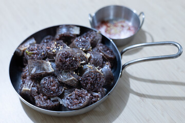 Sundae is a type of blood sausage in Korean cuisine. sometimes anglicized as soondae.