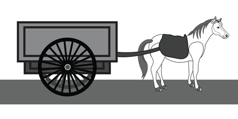 Classic single horse cart stock illustration.