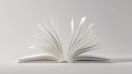 Open Book with Fanned Pages on a White Background