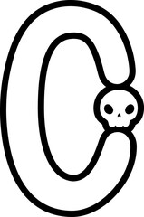 doodle halloween letter number  0 zero outline