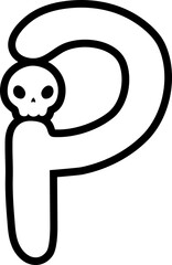 doodle halloween letter p outline