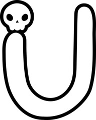 doodle halloween letter u outline