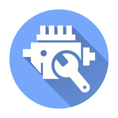 High pressure fuel pump repair flat icon with long shadow for graphic and web design.