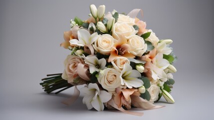 Beautiful wedding bouquet with fresh white flowers. Neural network ai generated art