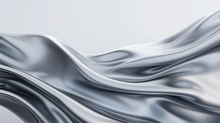 Obraz premium Vibrant Abstract Waves, an eye-catching banner featuring fluid curves in dark gray, light gray, and silver, perfect for modern decor or promotional displays.