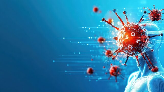 Quantum Algorithms for Optimizing Immune Responses - Flat Design Illustration with Copy Space