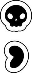 doodle skull letter sign semi colone
