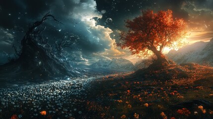 Dual Forces - A Contrast of Light and Darkness in Nature