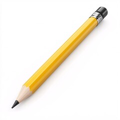 240805 55. Sleek yellow drafting pencil with precision eraser tip, white background, 3D Rendering, isometric
