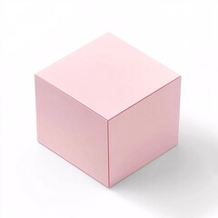 Fototapeta premium 240805 72. Cube of pastel pink adhesive note papers, white background, 3D Rendering, isometric
