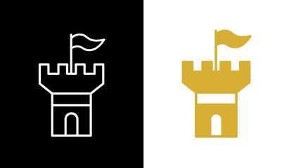 Castle Fortress Logo Tower Icon Vector Emblem Set