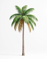 Obraz premium Exotic tall palm tree with vibrant coconuts, 3D illustration