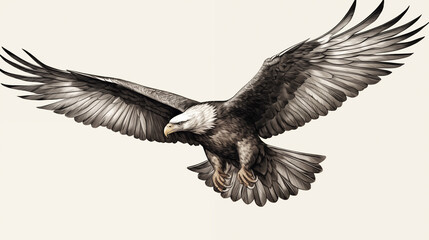 Naklejka premium bald eagle drawing, bald eagle pencil drawing vintage.