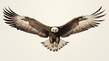 Fototapeta premium bald eagle drawing, bald eagle pencil drawing vintage.