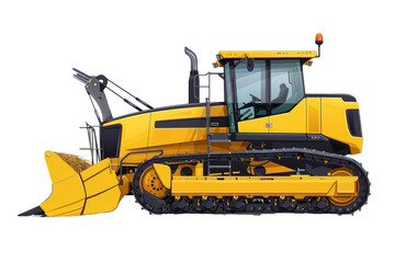 A side view of a modern forage harvester, showcasing its cutting mechanism and structure.