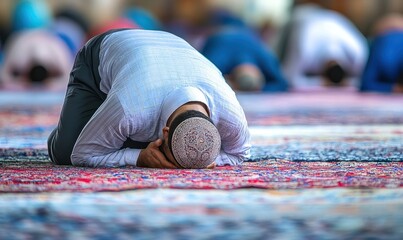 A Man Performing Sujud During Islamic Prayer