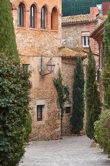 Picturesque medieval stone village of Peratallada. Costa Brava. Catalonia, Spain