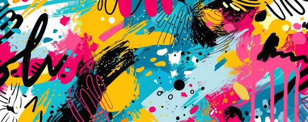 Abstract background with handdrawn doodles, Artistic, Bright Colors, High Energy, Playful