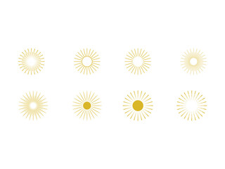 vintage sunburst collection. bursting golden sun rays vector illustration