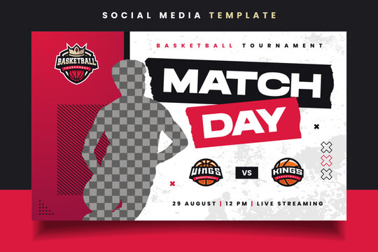 Basketball Sports Logo and Banner Flyer Template for Sports Team or Tournament