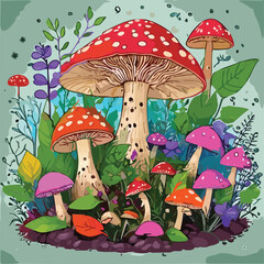 Mushroom illustration vector graphic