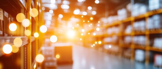 Analyzing E-commerce Warehouse Data with Digital Graph Overlay on Blurred Background