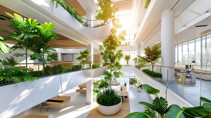 Modern Office Building with Indoor Greenery.