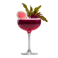 Isolated Beetroot Smash Cocktail Drink Glass on a Transparent Background, Png Format, 3d Cocktail Drink Glass Image