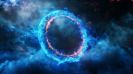 A mesmerizing cosmic portal immersed in vibrant energy, set against a captivating starry backdrop in space