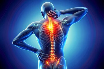 Human Spine with Pain Illustration.