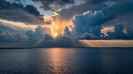 Fototapeta premium Breathtaking Cloudscape Reflection. A Tranquil Moment of Beauty