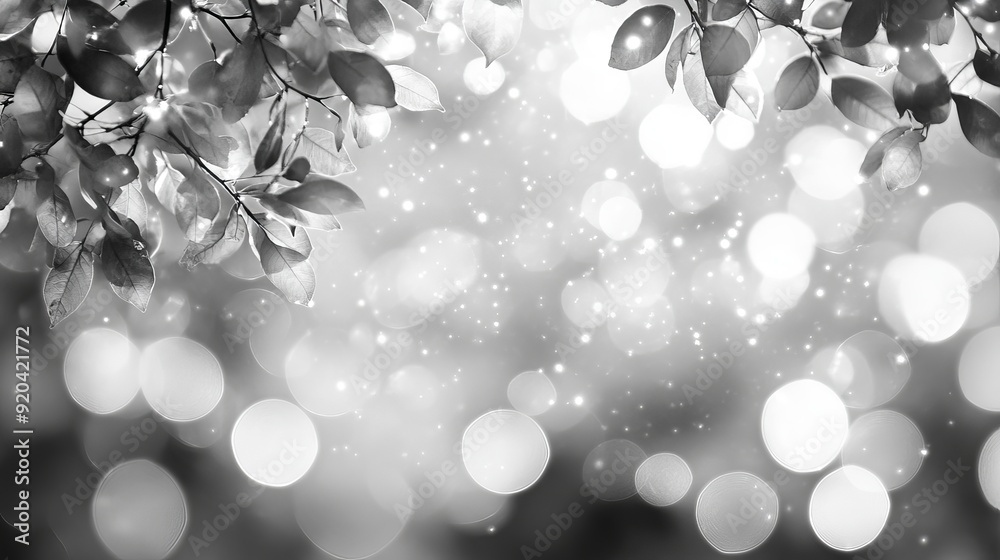 Canvas Prints a black and white bokeh background inspired by natural elements.
