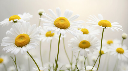 Fototapeta premium chamomile flowers, highlighting the delicate white petals and vibrant yellow centers