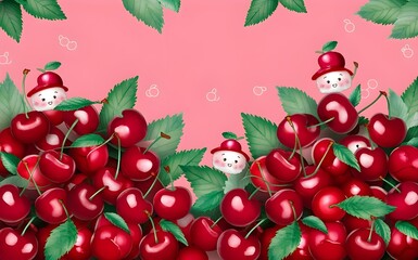 Floral Cherry Pattern on Pink Background - Stylish and Modern.