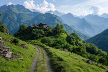 Obraz premium Trekking escapes to historical landmarks offer adventurous journeys through scenic landscapes, leading to significant and storied destinations.