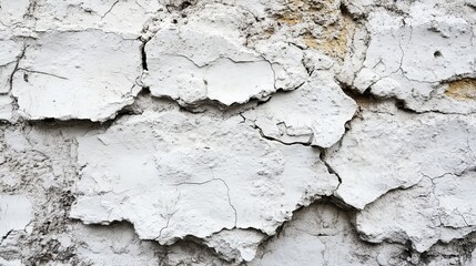 Fototapeta premium An abstract background featuring the texture of an old white cement wall, with its weathered and uneven surface creating a visually interesting pattern.