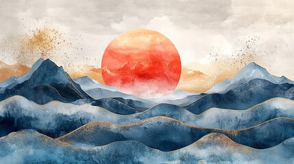 abstract nature waves watercolor flat color copy space background