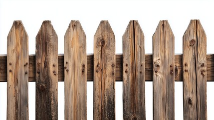 Wooden Fence Isolated on White Background