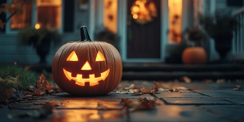 Joyful Kids Trick or Treating in Halloween Costumes