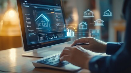 Person Using Computer to Analyze Real Estate Data