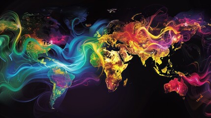 Obraz premium World Map with Colorful Lights